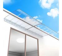 Baldacchino trasparente in policarbonato 50 x 290 cm, tenda da esterno per finestre e ingressi, riparo antipioggia per porte, piccola tenda da balcone con staffe incluse