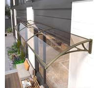 Baldacchino trasparente in policarbonato 60 x 80150 x 300 cm, tenda da esterno per porte, balconi e finestre, struttura alveolare resistente, finitura dorata, perfetta per ingressi domestici (80 x 100