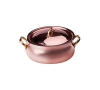 Baldassare Agnelli Casseruola bassa bombata in rame liscio stagnato a mano 2mm 2 maniglie e 1 coperchio, Ø 24 cm Casseruola bassa bombata in rame liscio stagnato a mano 2mm 2 maniglie e 1 coperchio, Ø