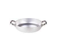 Pentole Agnelli Linea Alluminio 3 mm Professionale Tegame con Due Maniglie Inox, Argento, 20 cm