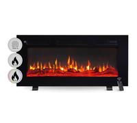 BALDERIA camino elettrico Leif 36"| Caminetto elettrico a pavimento o a muro con riscaldamento 2000 W | Effetto fiamma 3D | Focolare a terra o a parete con telecomando, timer, termostato | Nero