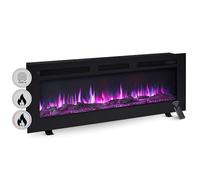 BALDERIA camino elettrico Leif 50"| Caminetto elettrico a pavimento o a muro con riscaldamento 2000 W | Effetto fiamma 3D | Focolare a terra o a parete con telecomando, timer, termostato | Nero