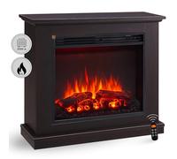 BALDERIA Phanos Camino Elettrico da terra,Caminetto Elettrico con Riscaldamento 1000/2000 W, Effetto Fiamma realistico in 3D, Controllo remoto, Timer, Termostato - marrone scuro