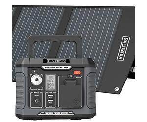 BALDERIA Power Set 300-120: Generatore solare, Centrale elettrica, Centrale elettrica portatile 231Wh con pannello solare 120W, Presa 230V USB, Alimentazione per il lavoro di campeggio all'aperto