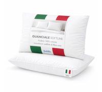 Baldiflex Coppia Cuscini in Fibra Cava, 40 x 70 cm, Fodera 100% Cotone Traspirante Sfoderabile e Lavabile, Guanciali, Made in Italy