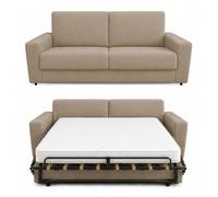 Baldiflex - Divano Letto 2 Posti con Materasso Matrimoniale 140x190 cm Ortopedico, Maragià, Prontoletto RICHIUDIBILE con Rivestimento SFODERABILE e Lavabile, Beige