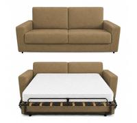 Baldiflex - Divano Letto 2 Posti con Materasso Matrimoniale 140x190 cm Ortopedico, Maragià, Prontoletto RICHIUDIBILE con Rivestimento SFODERABILE e Lavabile, Cammello
