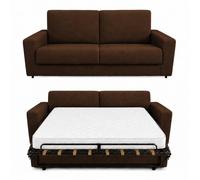 Baldiflex - Divano Letto 2 Posti con Materasso Matrimoniale 140x190 cm Ortopedico, Maragià, Prontoletto RICHIUDIBILE con Rivestimento SFODERABILE e Lavabile, Marrone