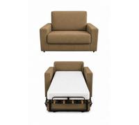 Baldiflex - Divano Letto 2 Posti con Materasso Piazza e Mezzo 120x190 Ortopedico, Maragià, Prontoletto RICHIUDIBILE con Rivestimento SFODERABILE e Lavabile, Cammello