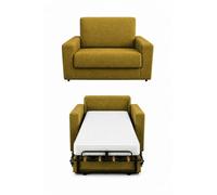 Baldiflex - Divano Letto 2 Posti con Materasso Piazza e Mezzo 120x190 Ortopedico, Maragià, Prontoletto RICHIUDIBILE con Rivestimento SFODERABILE e Lavabile, Giallo Senape