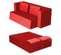 Baldiflex Divano Letto 2 Posti Modello Praticho in Poliuretano e Memory Foam, Rivestimento Sfoderabile e Lavabile, Colore Rosso Cardinale