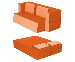 Baldiflex Divano Letto 2 Posti Modello Praticho in Poliuretano e Memory Foam, Rivestimento Sfoderabile e Lavabile, Colore Arancio