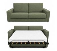 Baldiflex - Divano Letto 3 Posti con Materasso Matrimoniale 160x190 cm Ortopedico, Maragià, Prontoletto RICHIUDIBILE con Rivestimento SFODERABILE e Lavabile, Verde Menta