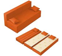 Baldiflex Divano Letto 3 Posti Modello TreTris Rivestimento Sfoderabile e Lavabile, Colore Arancio