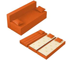 Baldiflex Divano Letto 3 Posti Modello TreTris Rivestimento Sfoderabile e Lavabile, Colore Arancio