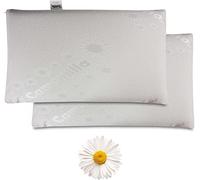 Baldiflex Emporio Coppia Cuscini Memory Foam Ergonomici Saponetta, Fodera Camomilla Rilassante, Sfoderabile e Lavabile, Misura 40x70 cm Alto 11 cm, Anticervicale