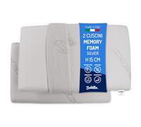 Baldiflex Emporio, Coppia di Cuscini Saponetta Memory Foam H 15 cm, Silver Safe, Altezza 15 cm