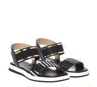 Baldinini Sandal Mirror Elastic Black And Platinum, Balletto Piatto Donna, Multicolore, 37.5 EU