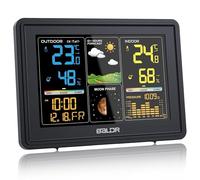 BALDR Stazione Meteo con Sensore Esterno, Display a Colori, Orologio Radiofonico DCF, Previsioni del Tempo, Barometro, Fasi Lunari, Termometro Interno ed Esterno, Igrometro