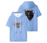Baldurs Gate 3 - Maglietta a maniche corte con cappuccio, da uomo e da donna, stampa casual, alla moda, stile Harajuku Streetwear, R403962a47, XXL