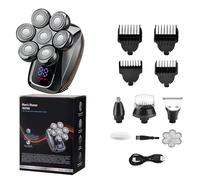 balduttop - Rasoio elettrico a testa flottante 7D, 5 in 1, impermeabile, con rifinitore di precisione, rasoio per peli del naso, spazzola per la pulizia del viso, ricaricabile tramite USB, per uso