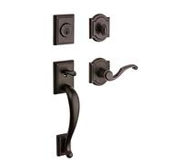 Baldwin Pistoria 91800-040 - Maniglia per porta anteriore a cilindro singolo, con sistema di sicurezza SmartKey in bronzo veneziano, serie Prestige con ferramenta tradizionale e leva Madrina