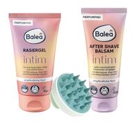 Balea Gel da barba intimo, 150 ml + Balea After Shave Balsamo intimo, 100 ml + spazzola massaggiante per la crescita dei capelli e la circolazione sanguigna