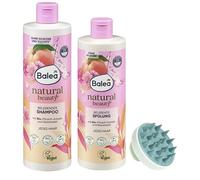 Balea Natural Beauty - Set di shampoo e balsamo, con estratto di pesce biologico e acqua di riso, spazzola massaggiante per la crescita dei capelli e la circolazione sanguigna