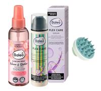 Balea, set completo da 3 pezzi, spray per asciugacapelli Blow Dry per asciugare e rinforzare, 150 ml + siero per capelli Plex Care da 50 ml + spazzola per massaggio del cuoio capelluto