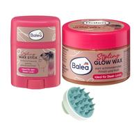 Balea Set da 2 - Cera per capelli Styling Stick, 25 g e cera per capelli Glow Wax, 75 ml + spazzola massaggiante bonus per cuoio capelluto