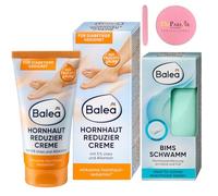 Balea Set da 2 pezzi: crema per piedi, crema per calli riduttori con urea e allantoina, 50 ml + spugna pomice per rimuovere i calli e 1 pezzo + spugne esfolianti bonus