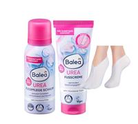 Balea Set da 2 - Schiuma per la cura dei piedi Urea, 100 ml + Crema per piedi con urea, 100 ml + calzini bonus per piedi asciutti