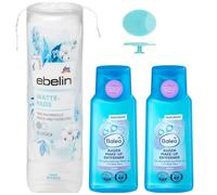 Balea Set da 3 - 2 struccanti per occhi senza olio, 100 ml e 1 tampone di cotone, 70 pezzi + spugna in silicone bonus