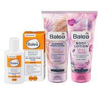 Balea Set da 3 pezzi per la cura della pelle: Beauty Expert PROTECTION FLUID con acido ialuronico a 3 strati, SPF 50 (50 ml) + lozione per il corpo brillante ETERNAL SUMMER (200 ml) + lozione per il
