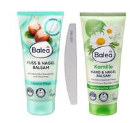 Balea Set di 2 balsami per piedi e unghie, 100 ml + balsamo per mani e unghie camomilla, 100 ml + lima per unghie bonus a grana