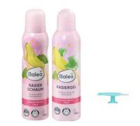 Balea - Set di 2 gels da barba aloe vera e olio di avocado 200 ml + schiuma da barba olio di avocado e vitamina E 150 ml + bonus spugna silicone