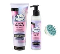 Balea Set di 2 shampoo Winter Protect, 250 ml + latte per capelli Winter Protect, 150 ml + spazzola massaggiante bonus per cuoio capelluto