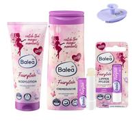 Balea Set di 3 lozioni per il corpo Fairytale (200 ml) + crema doccia Fairytale (300 ml) + cura delle labbra Fairytale (4,8 g) + spugna in silicone bonus