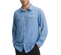 BALEAF - Camicie da uomo a maniche lunghe per safari, protezione solare UPF 50+, leggere, ad asciugatura rapida, con tasche, per escursionismo, camminate, golf e abbigliamento casual, Blu, 3XL