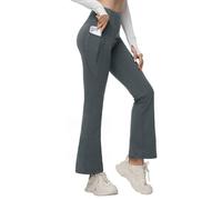 BALEAF - Leggings da donna foderati in pile, a zampa, termici, con tasche, per yoga e camminate, impermeabili, a vita alta, taglio bootcut bootleg, XL