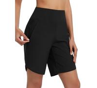 BALEAF Pantaloncini da bagno lunghi da donna, 9", bermuda, lunghezza al ginocchio, pantaloni da spiaggia, protezione solare, pantaloncini da bagno Quick Dry UPF50+, Nero , XXL