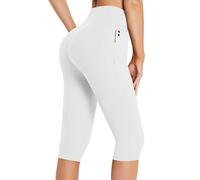 baleaf Pantaloncini Donna Sportivi Alta Vita Estivi Donna Lunghezza al Ginocchio per Ciclismo Corsa Yoga A-Bianco XL