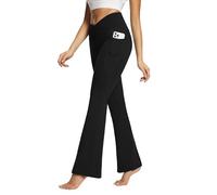 baleaf Pantaloni Bootcut Yoga Crossover Vita Alta con Tasche Pantaloni Tuta Donna Tummy Control Morbido Elastico Nero S