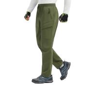baleaf Pantaloni cargo da uomo foderati in pile con tasche per camminata di mezza età pantaloni outdoor, Verde militare, L
