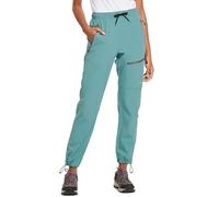 BALEAF - Pantaloni cargo impermeabili da donna, per camminate, escursionismo e attività all’aperto, ad asciugatura rapida, leggeri, UPF 50+, con tasche con cerniera, Verde, XL