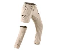 baleaf Pantaloni da Donna per Trekking, Convertibili in Shorts, Esterni, Dritti, con Tasche Rimovibili e Reversibili, con Cordoncino, Respiranti, ad Asciugatura Rapida, Anti UV, Anti-Pile, cachi., M