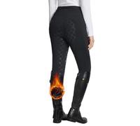 BALEAF - Pantaloni da equitazione invernali da donna, con fodera in pile, rinforzi completi, tasche con cerniera, leggings, Nero , L
