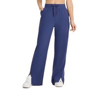 BALEAF Pantaloni da jogging da donna, pantaloni da yoga, con tasche nascoste, vita media, gamba larga, casual, da yoga, XS-3XL, Blu, XL