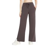 baleaf Pantaloni da yoga a gamba larga da donna con tasche pantaloni a gamba dritta pantaloni della tuta a vita alta pantaloni larghi per controllo della pancia, Marrone, XS