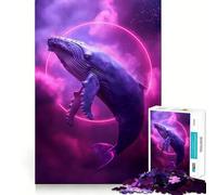 Balena al neon nello spazio - Puzzle da 1000 pezzi per adulti e ragazzi - Gioco di logica - Giocattolo divertente da giocare insieme - Taglio preciso (38x52cm)